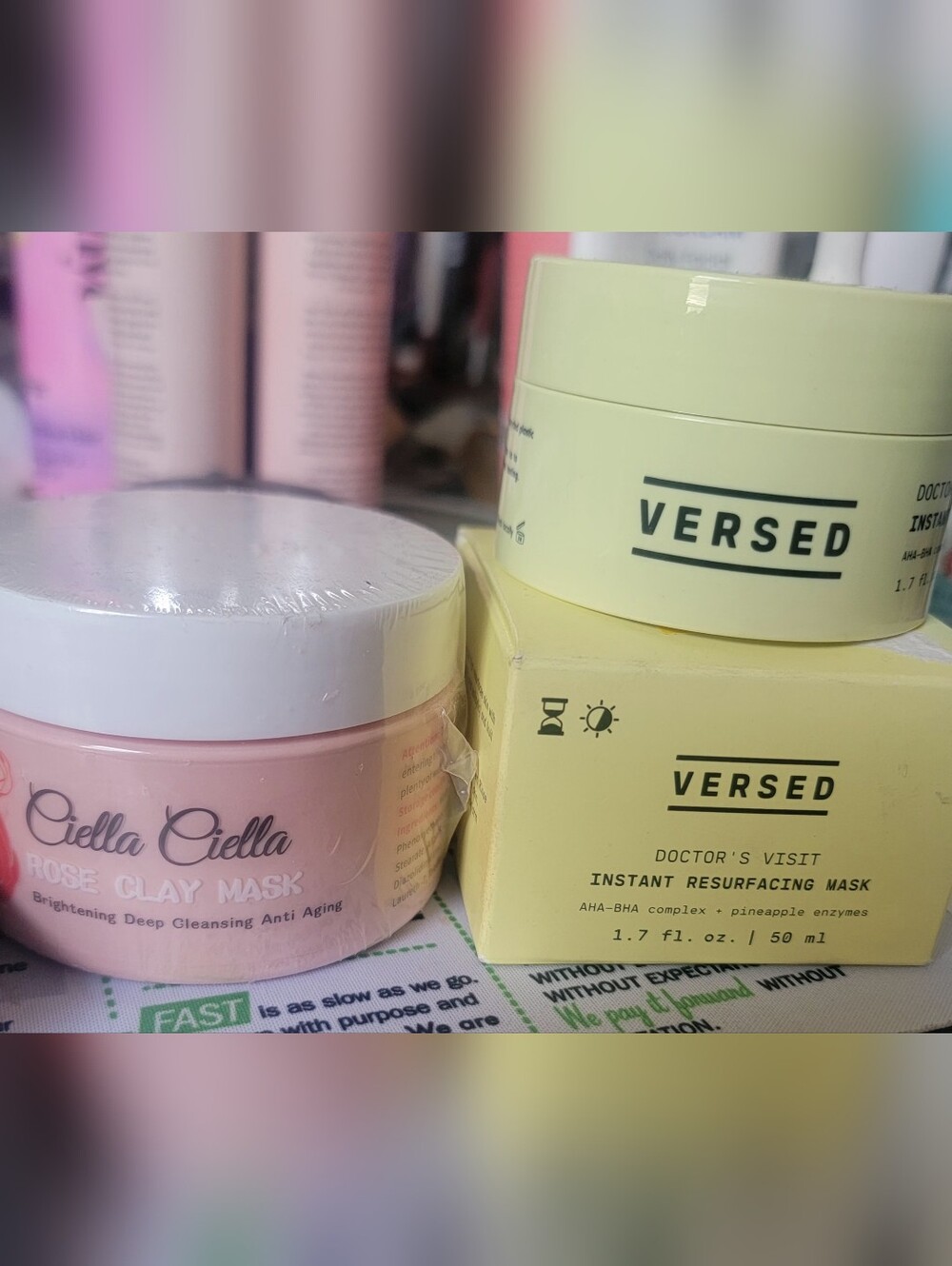 Versed Brighten + Resurface Mask & Ciella Rose Clay Mask